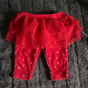 Carter's Vibrant Red Baby Leggings with Tulle Skirt